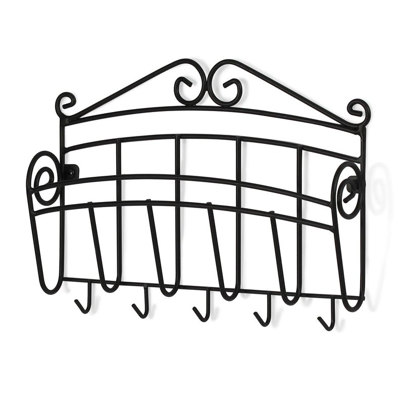 Spectrum Diversified Scroll Hooks Mount Entryway Mail & Keys  Wall Letter Holder for Home & Office Organization  Black - Image 1